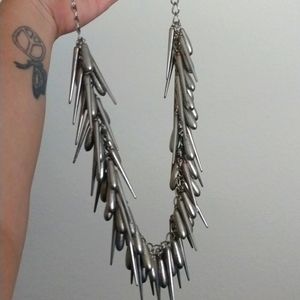 Metallic metal colored dangle necklace statement necklace